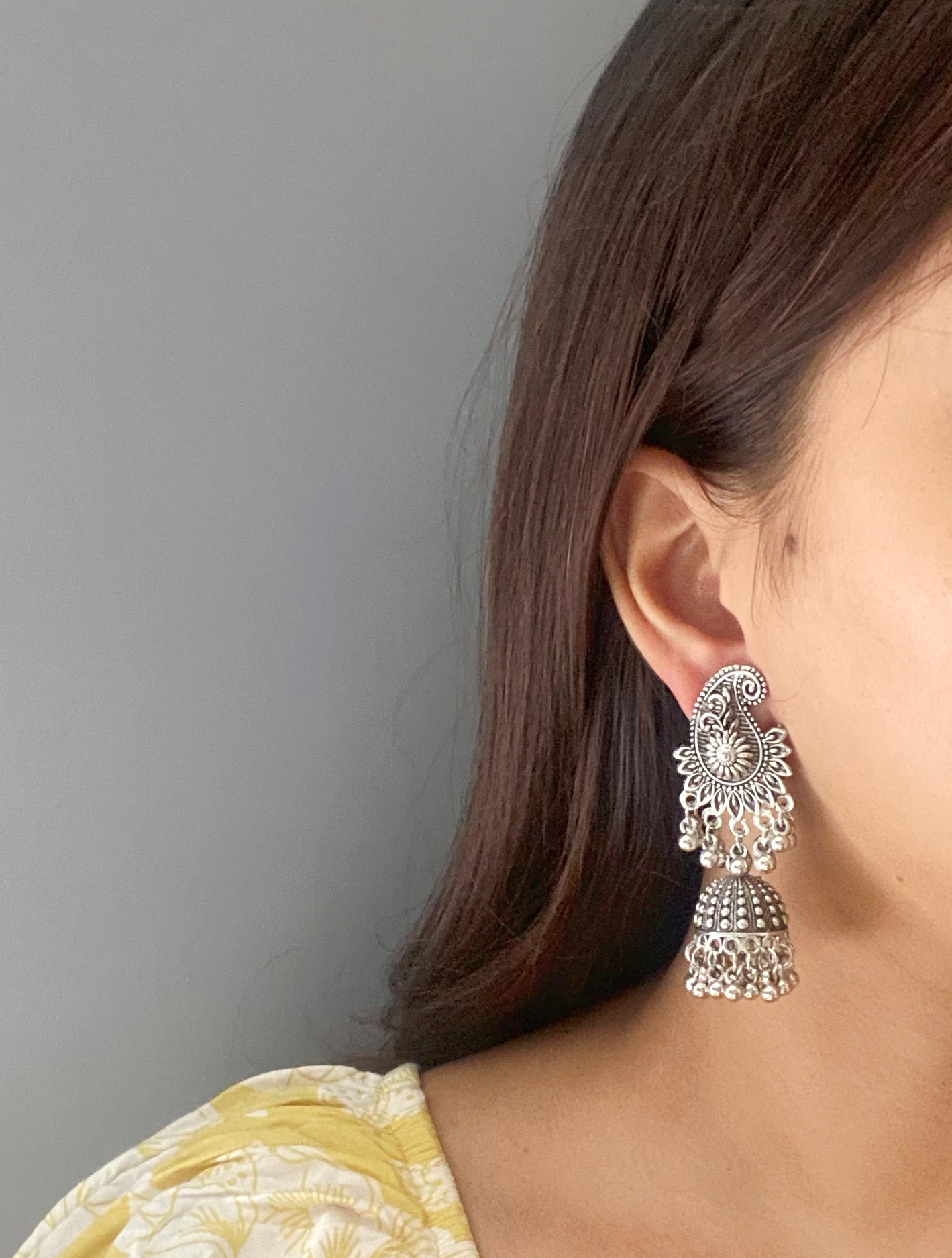 Manya oxidised jhumkas
