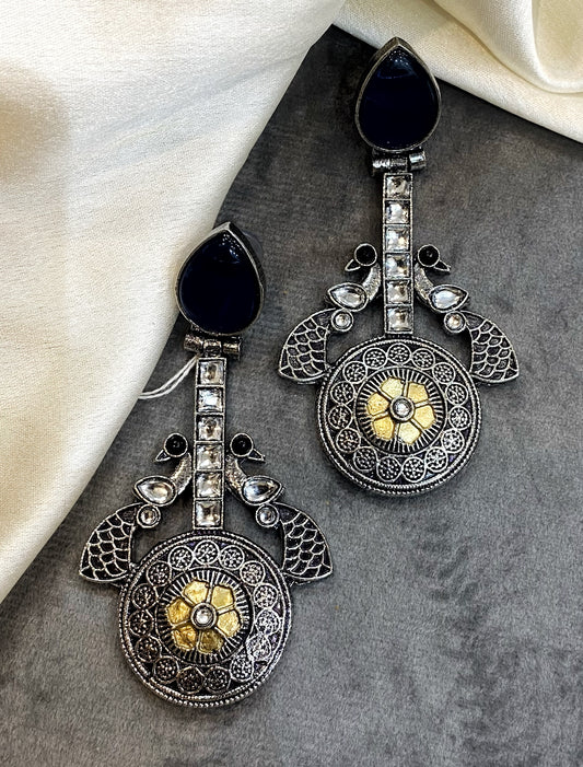 Ananya blue dual tone oxidised earrings