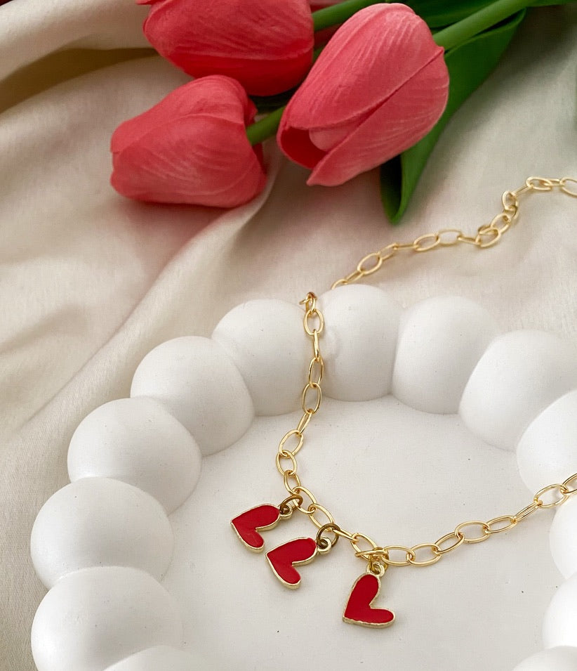 Red heart Charm Anti- tarnish  necklace