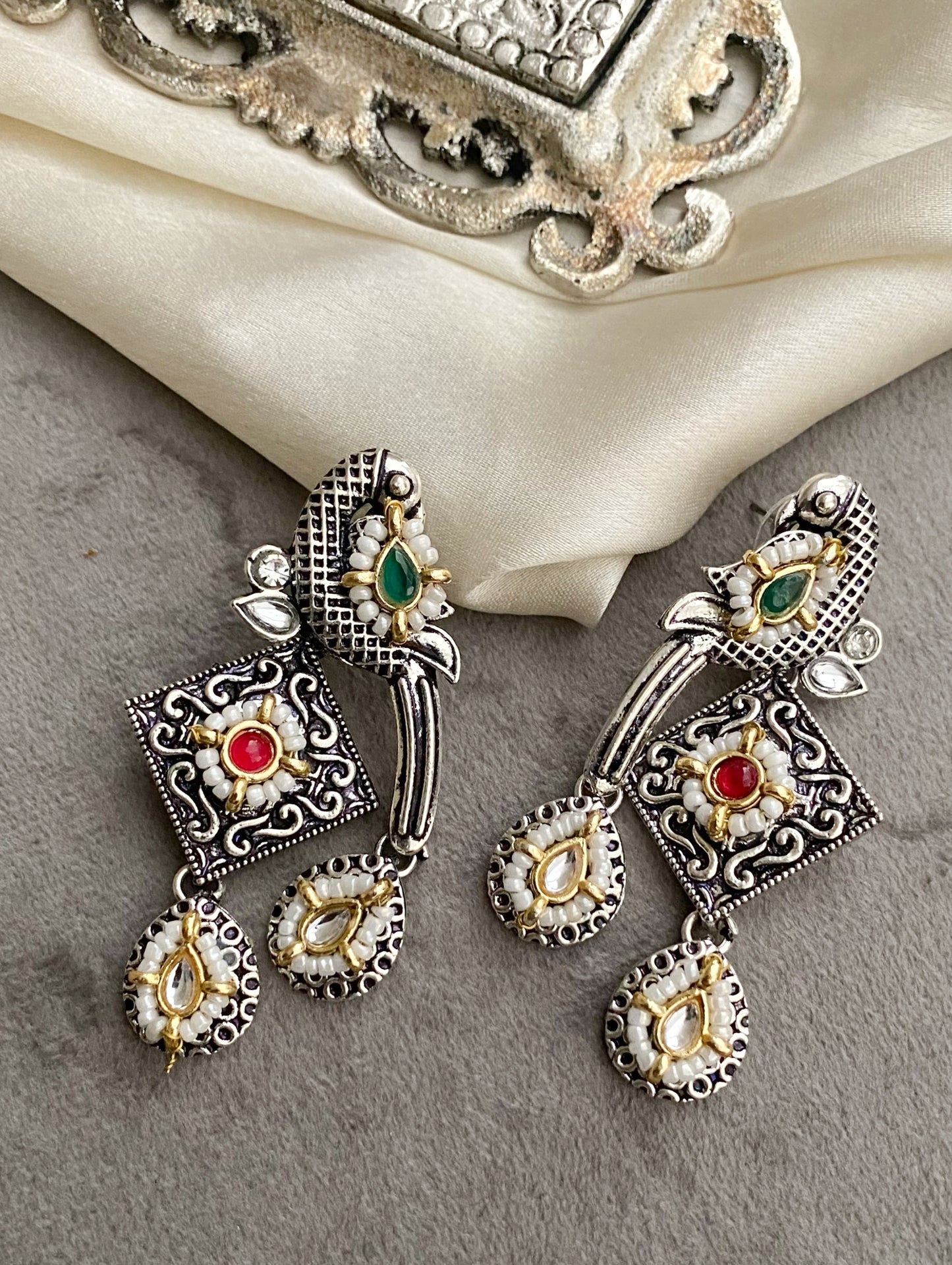 Multicolor bani peacock earrings