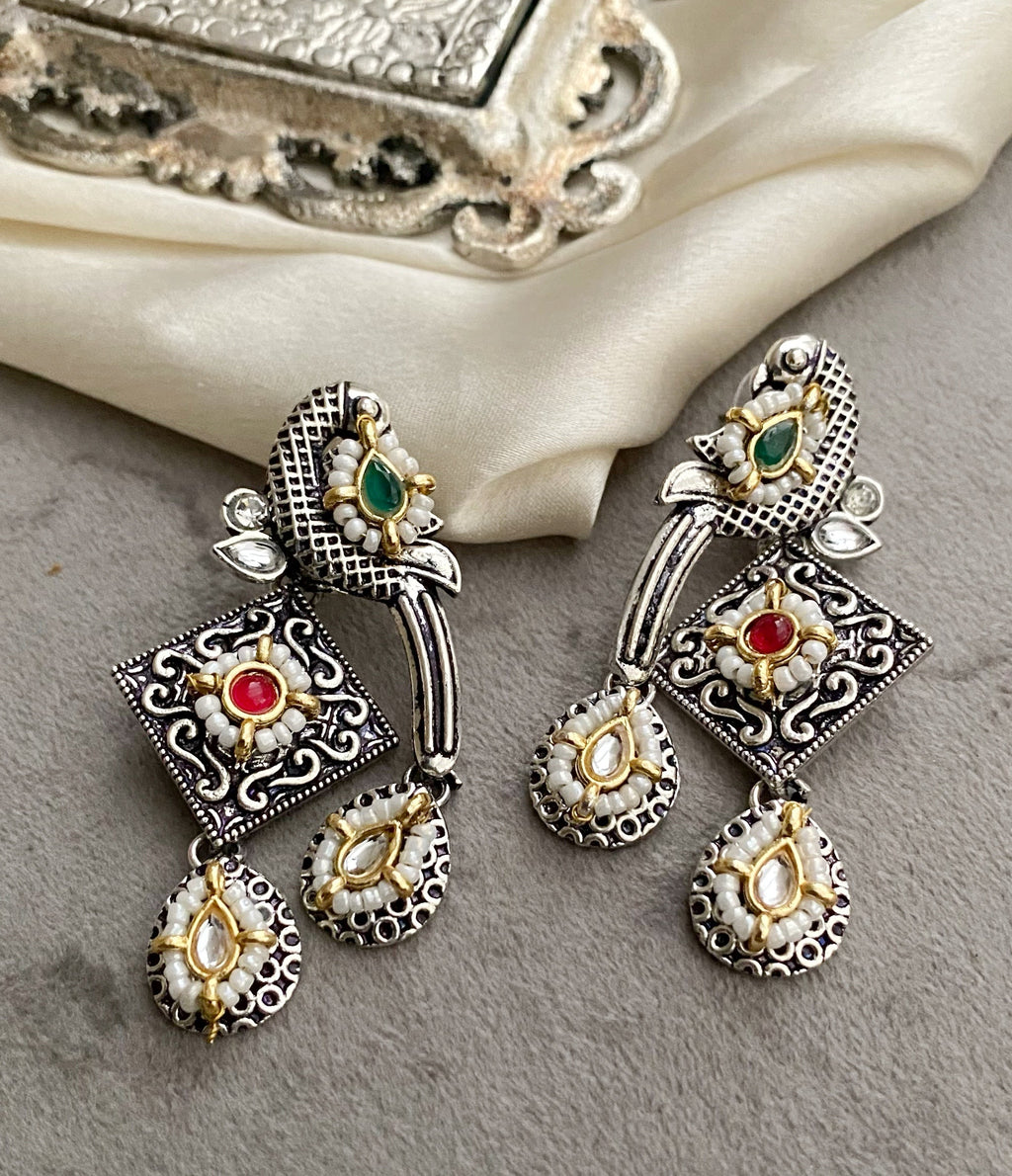 Multicolor bani peacock earrings