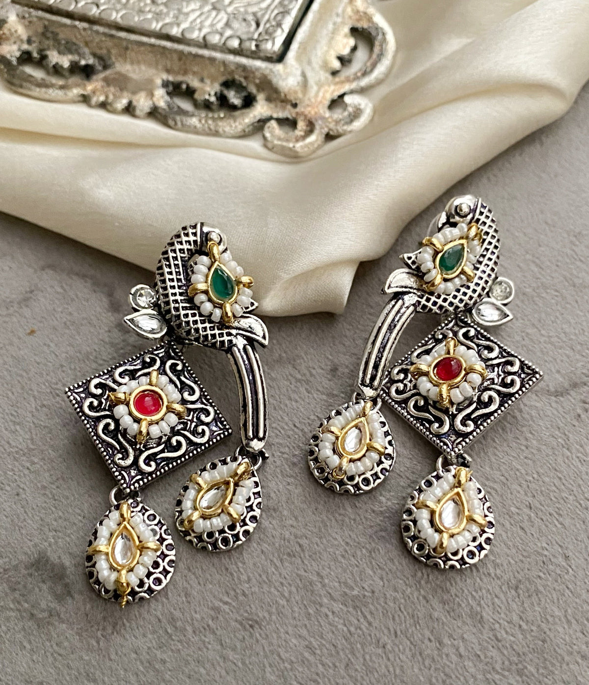 Multicolor bani peacock earrings