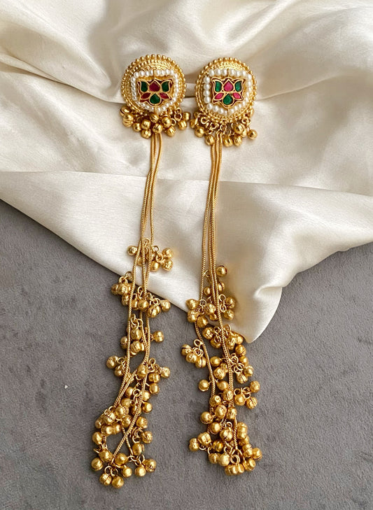 Lakshita long ghungroo tassel earrings