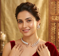 Yashika baby pink american diamond hasli necklace