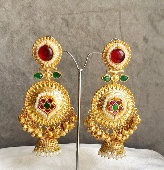 Vishika Golden Jhumka Earrings