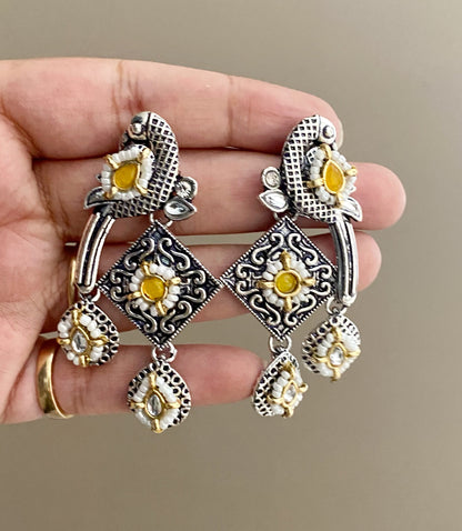 Yellow bani peacock earrings
