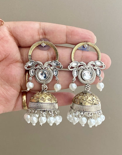 Maalika dual tone kundan earrings