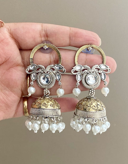 Maalika dual tone kundan earrings