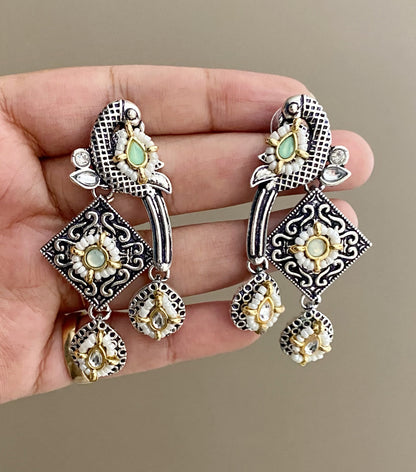 Mint Green bani peacock earrings