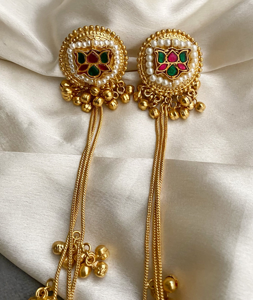 Lakshita long ghungroo tassel earrings