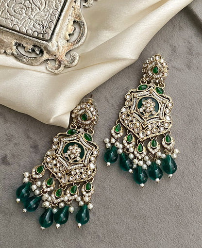 Emerald Mohini Kundan Earrings