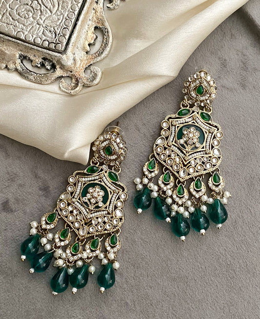 Emerald Mohini Kundan Earrings