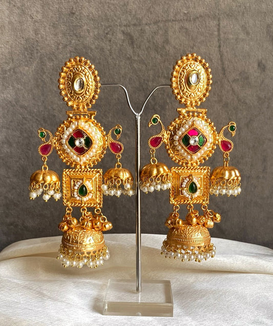 Ridhi Golden Jhumka Earrings