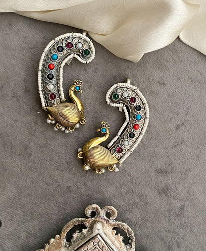 Multicolor dual tone earcuff earrings