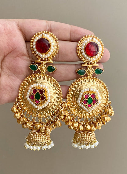 Vishika Golden Jhumka Earrings