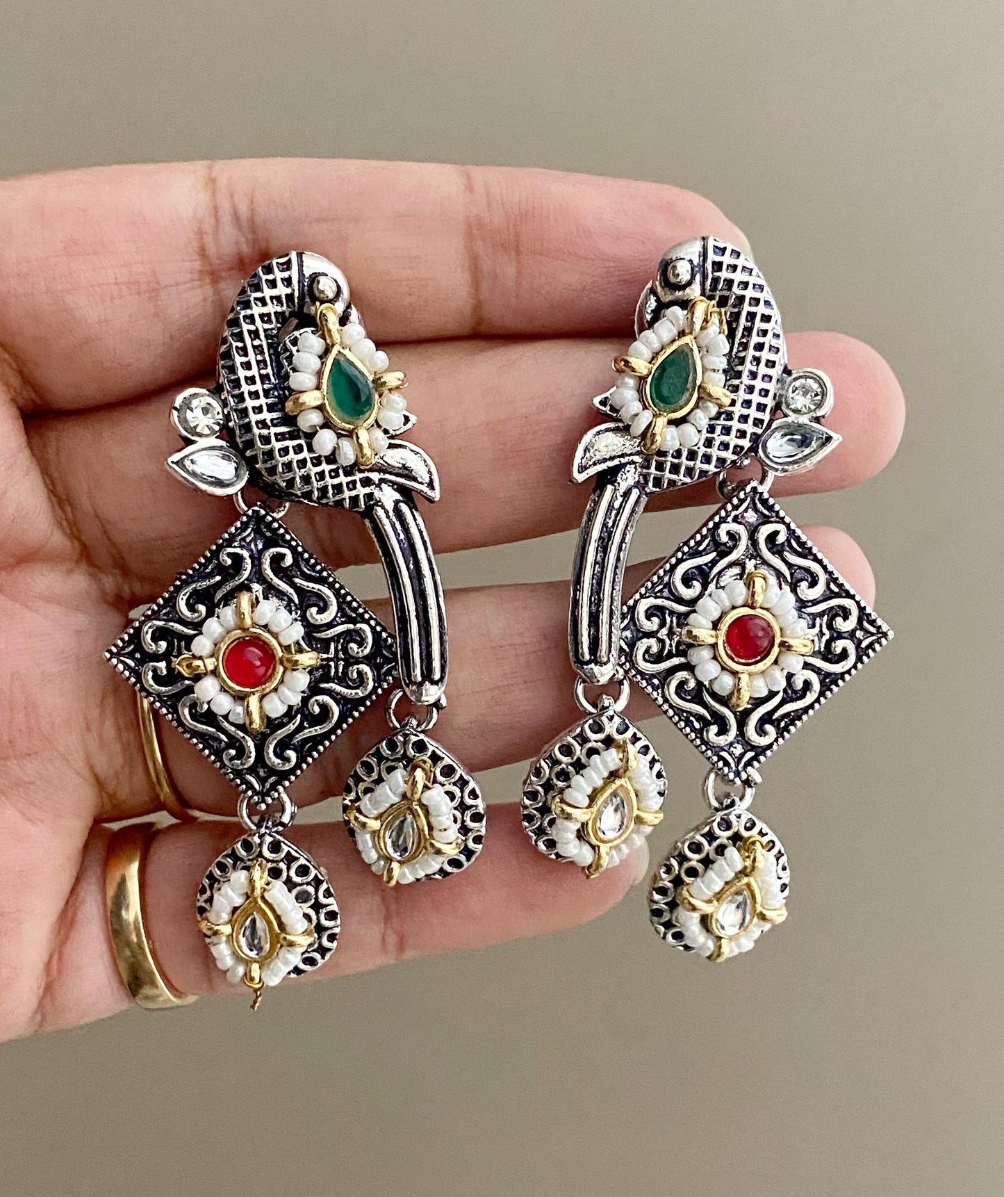 Multicolor bani peacock earrings