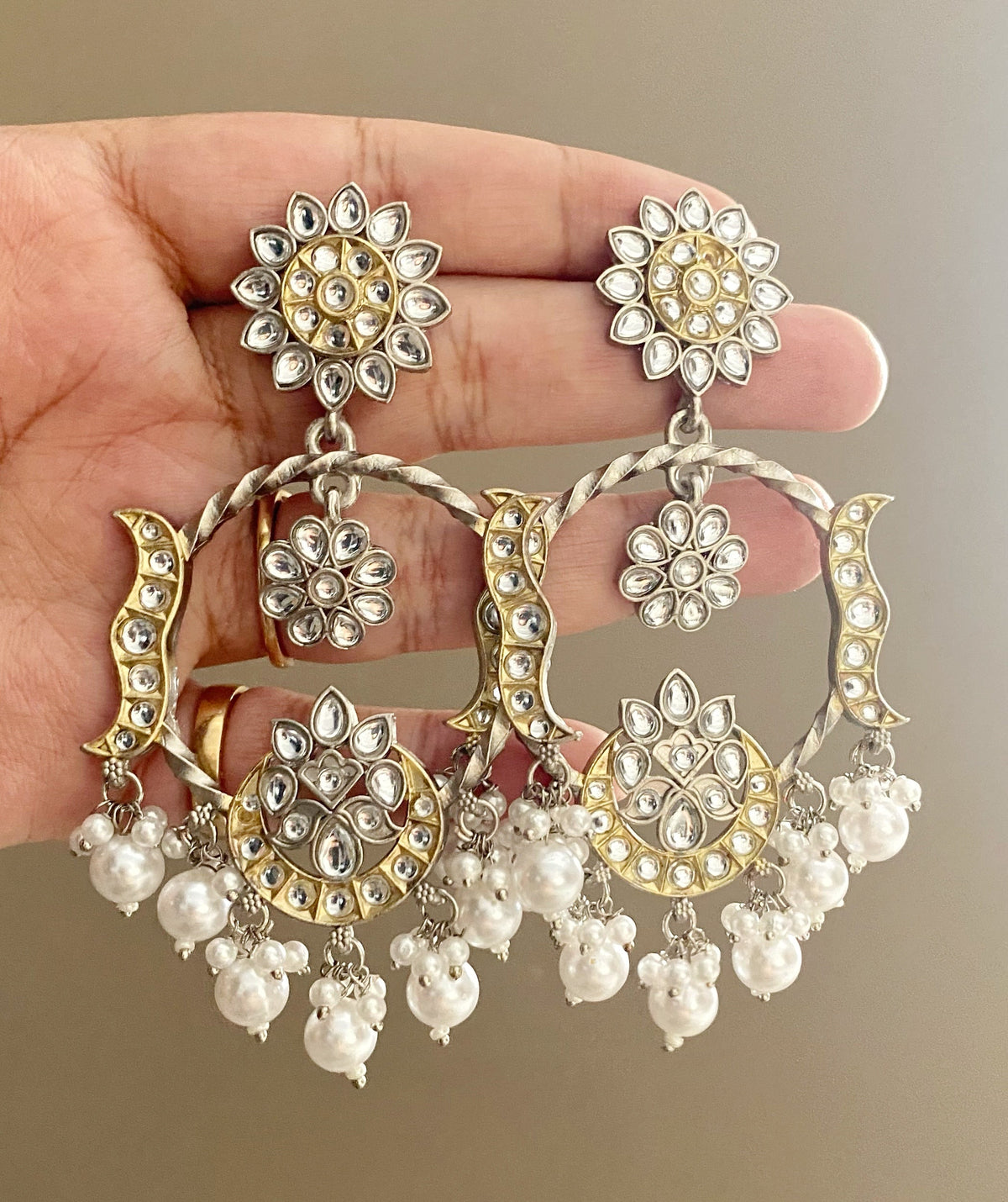 Archana dual tone kundan earrings