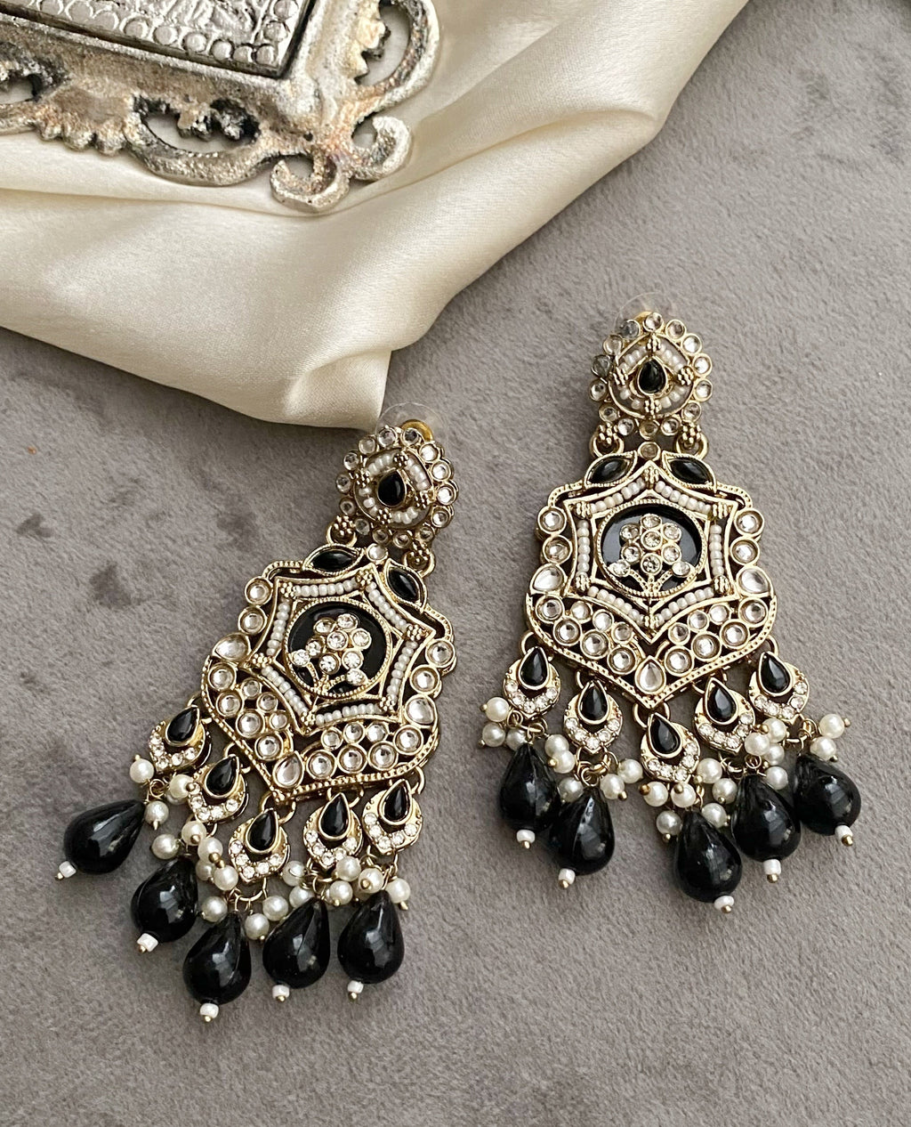 Black Mohini Kundan Earrings
