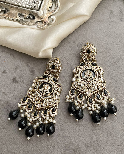 Black Mohini Kundan Earrings