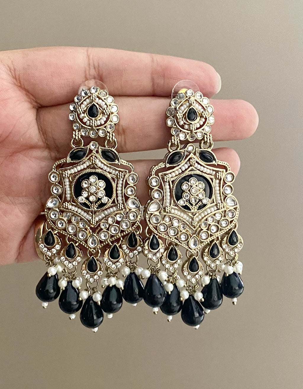 Black Mohini Kundan Earrings
