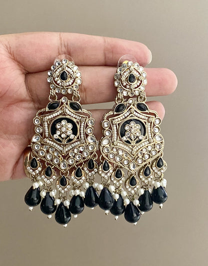 Black Mohini Kundan Earrings