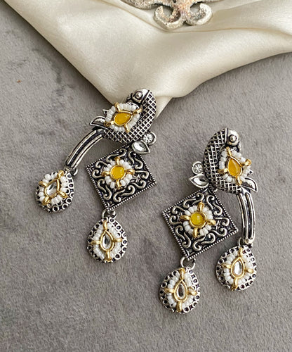 Yellow bani peacock earrings