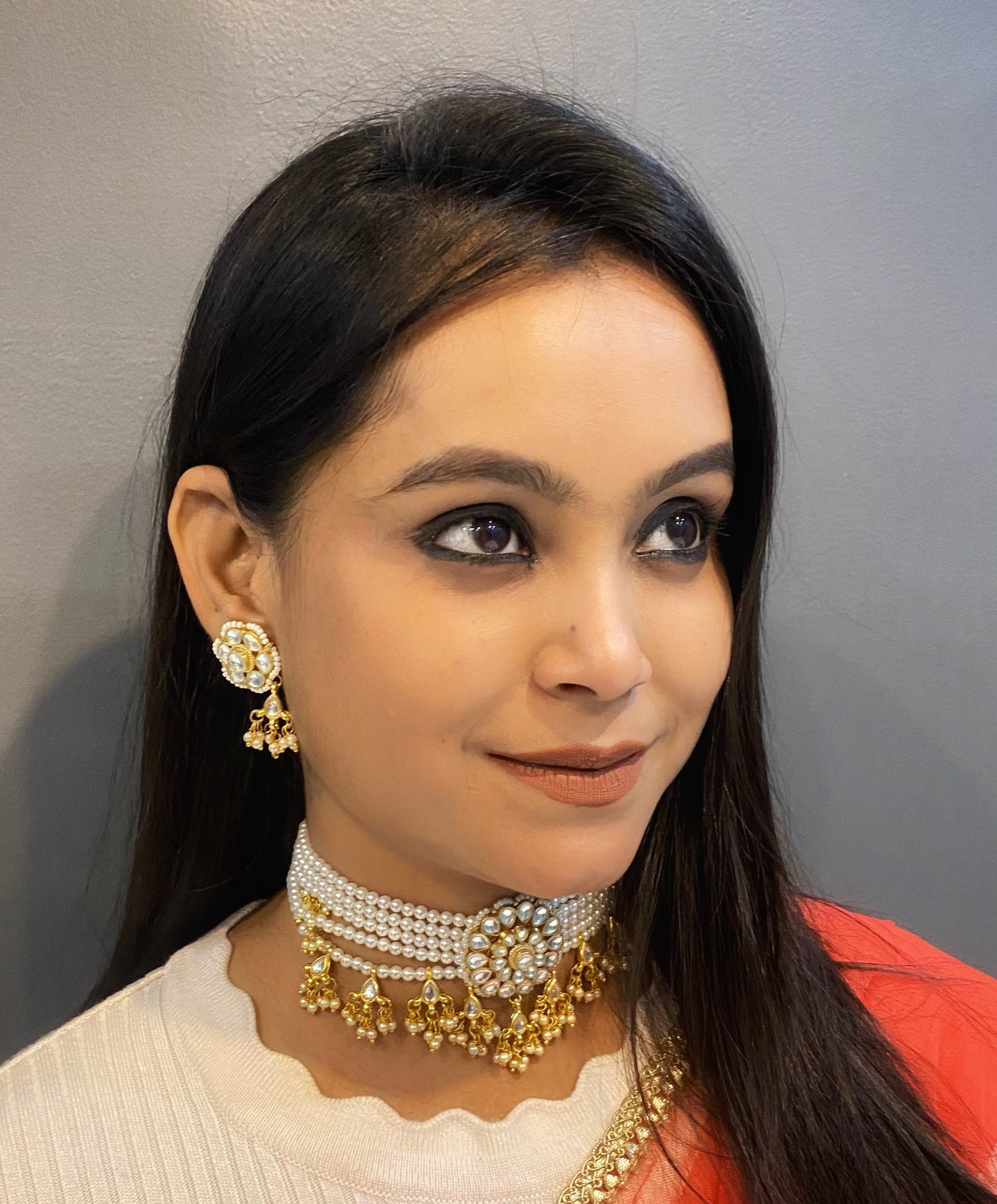 White Pachi Kundan Necklace Set