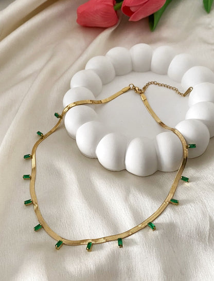 Emerald stone Gold plated Anti- tarnish Pendant necklace