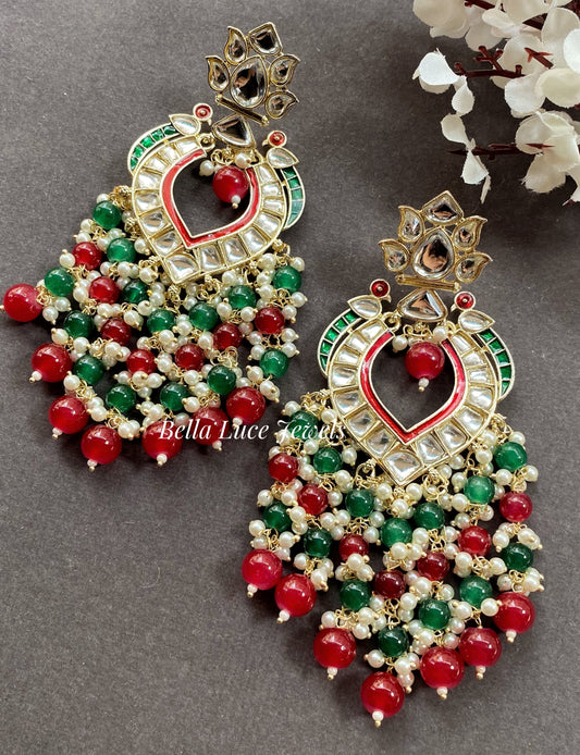 Amruta Red and green Earrings
