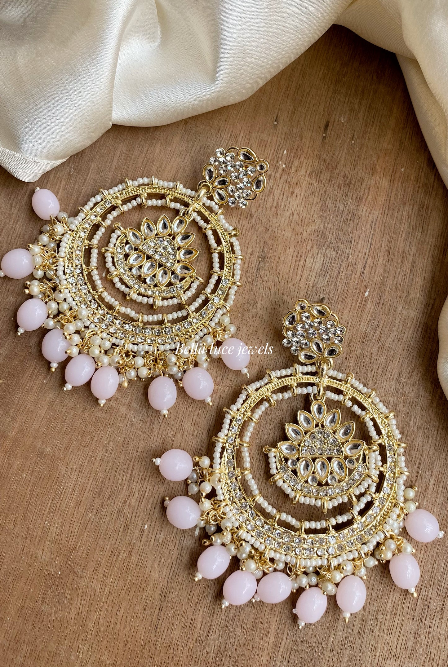 Baby Pink Pahal Kundan Chandbali