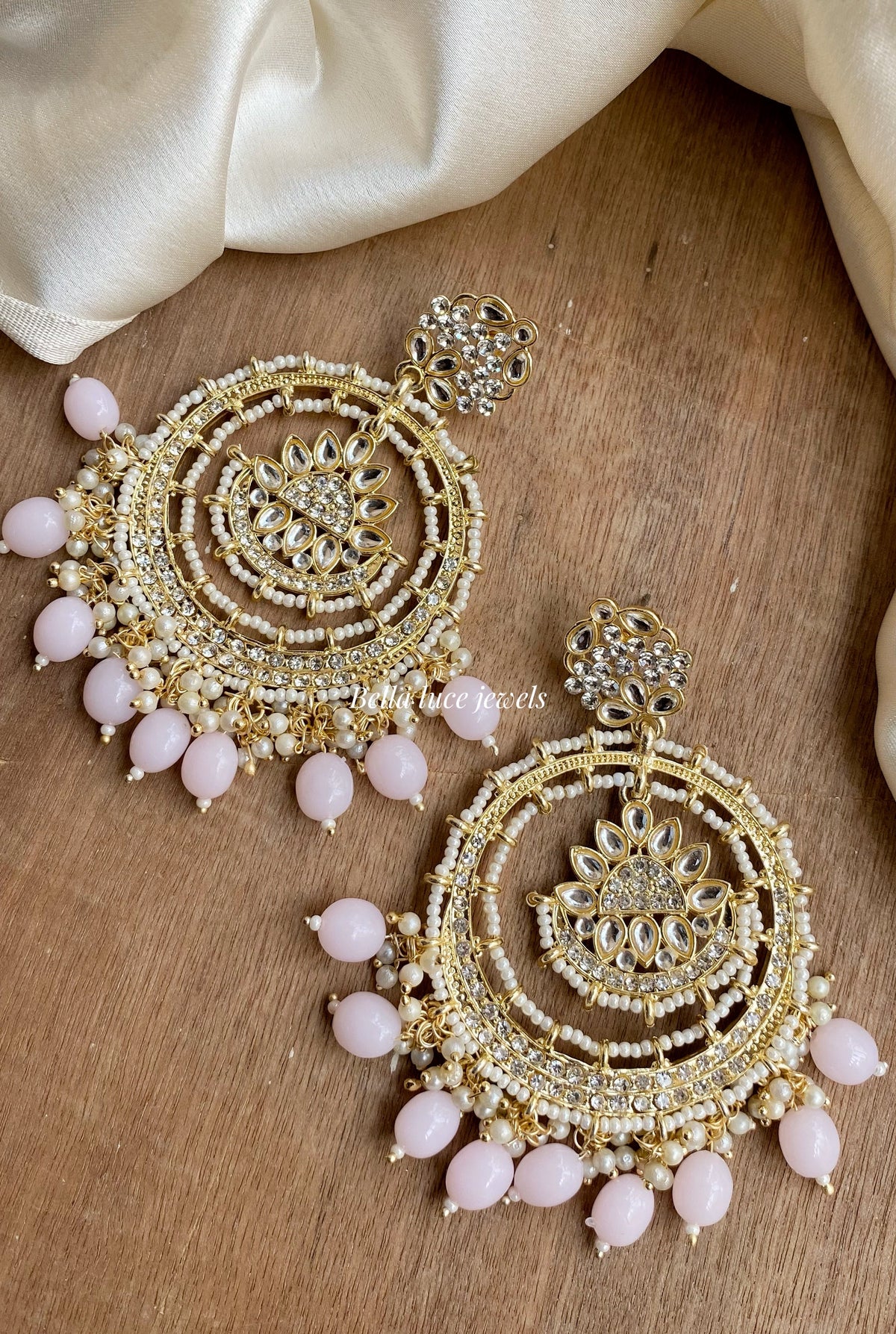 Baby Pink Pahal Kundan Chandbali
