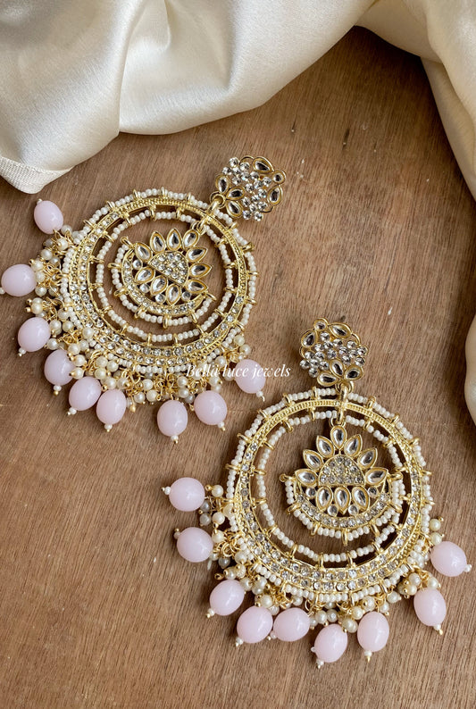 Baby Pink Pahal Kundan Chandbali