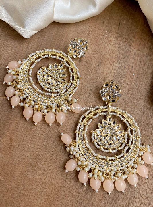 Peach Pahal Kundan Chandbali