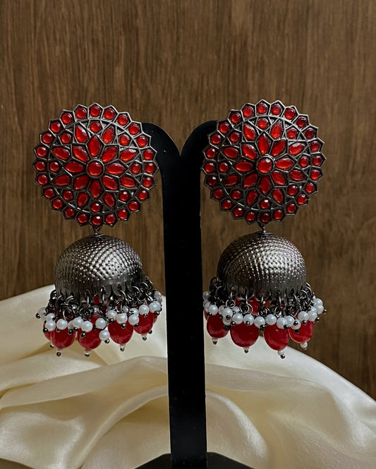 Chakra silver Jhumka