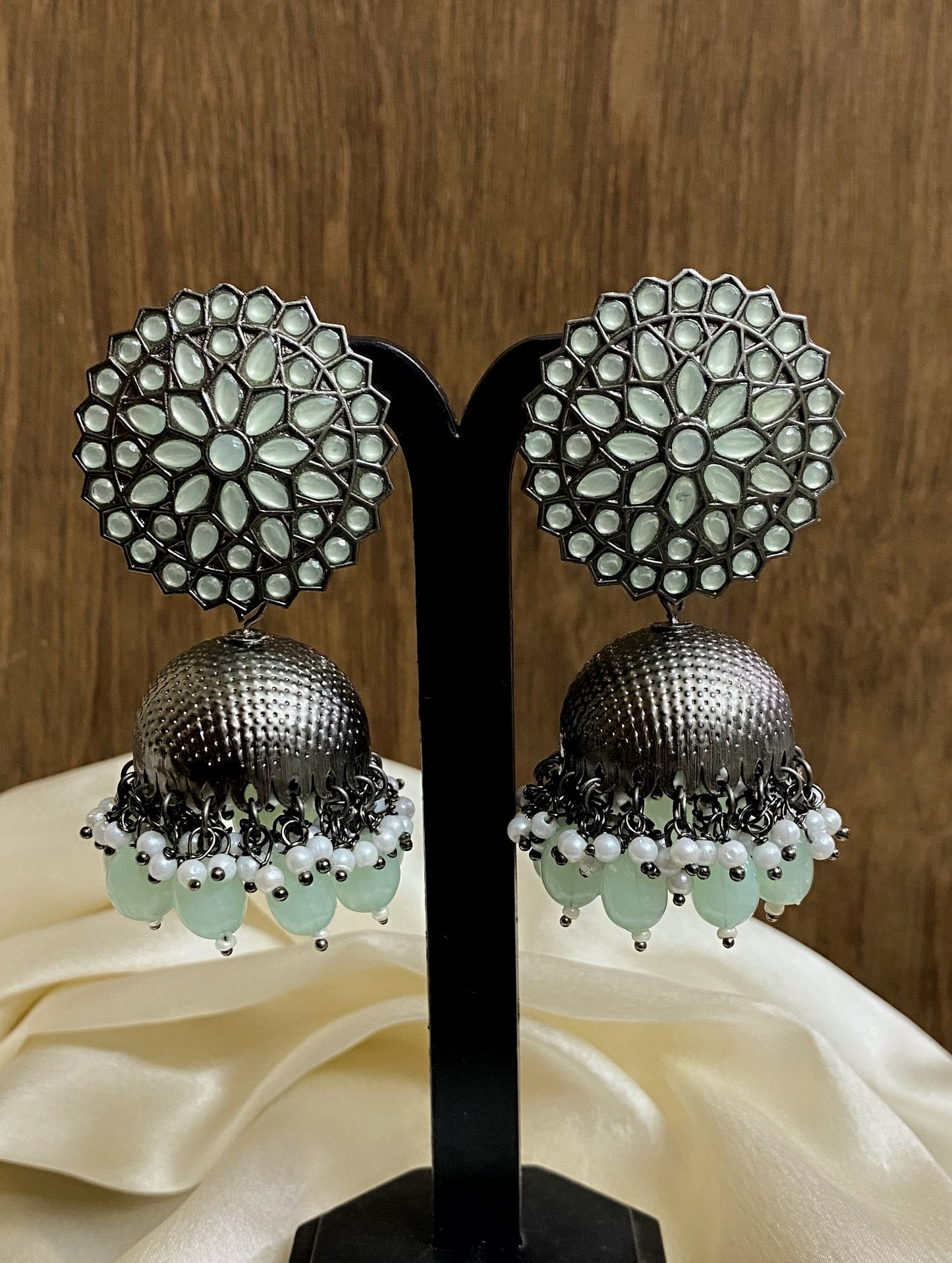 Chakra silver Jhumka