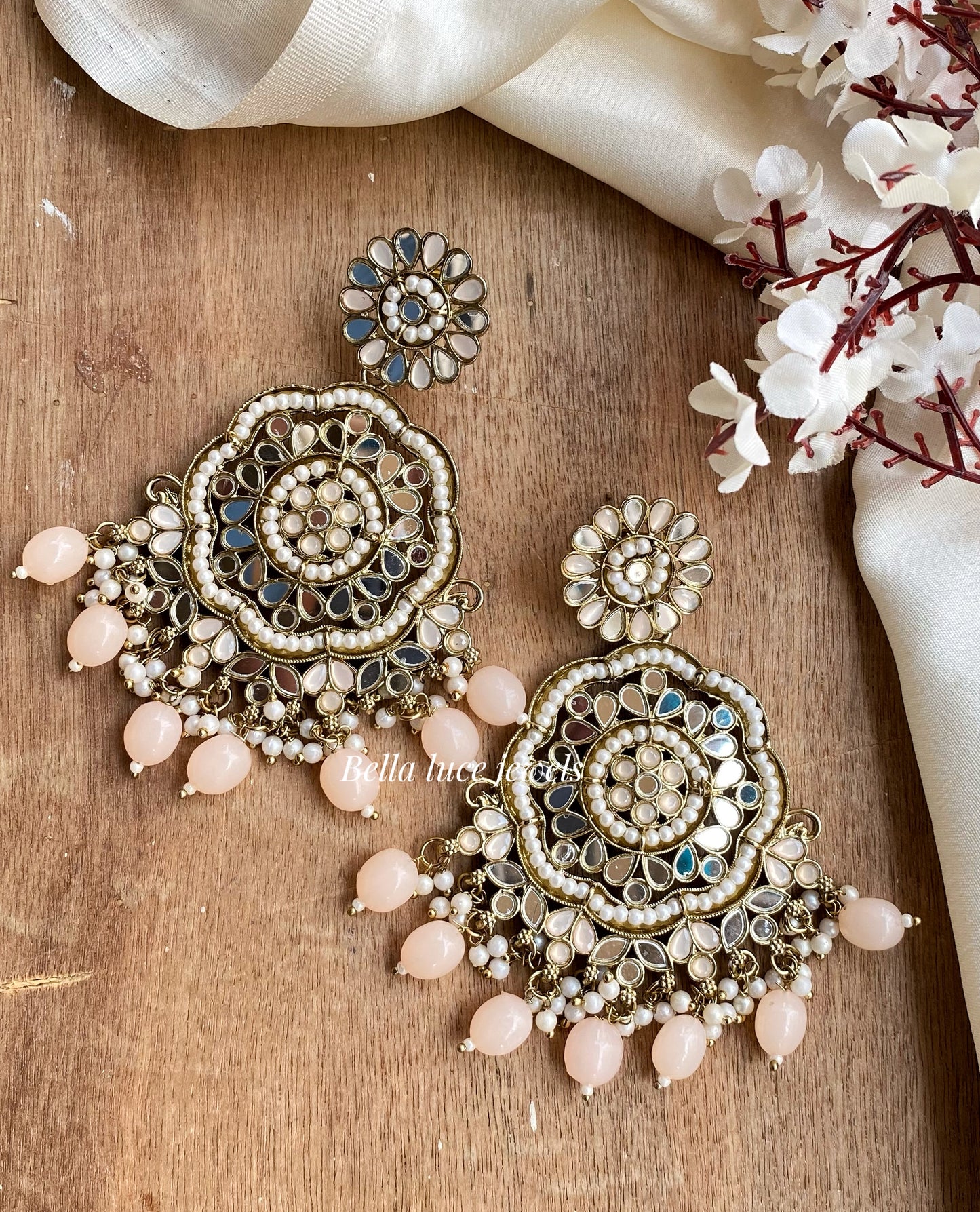 Peach Zoya Mirror Earrings
