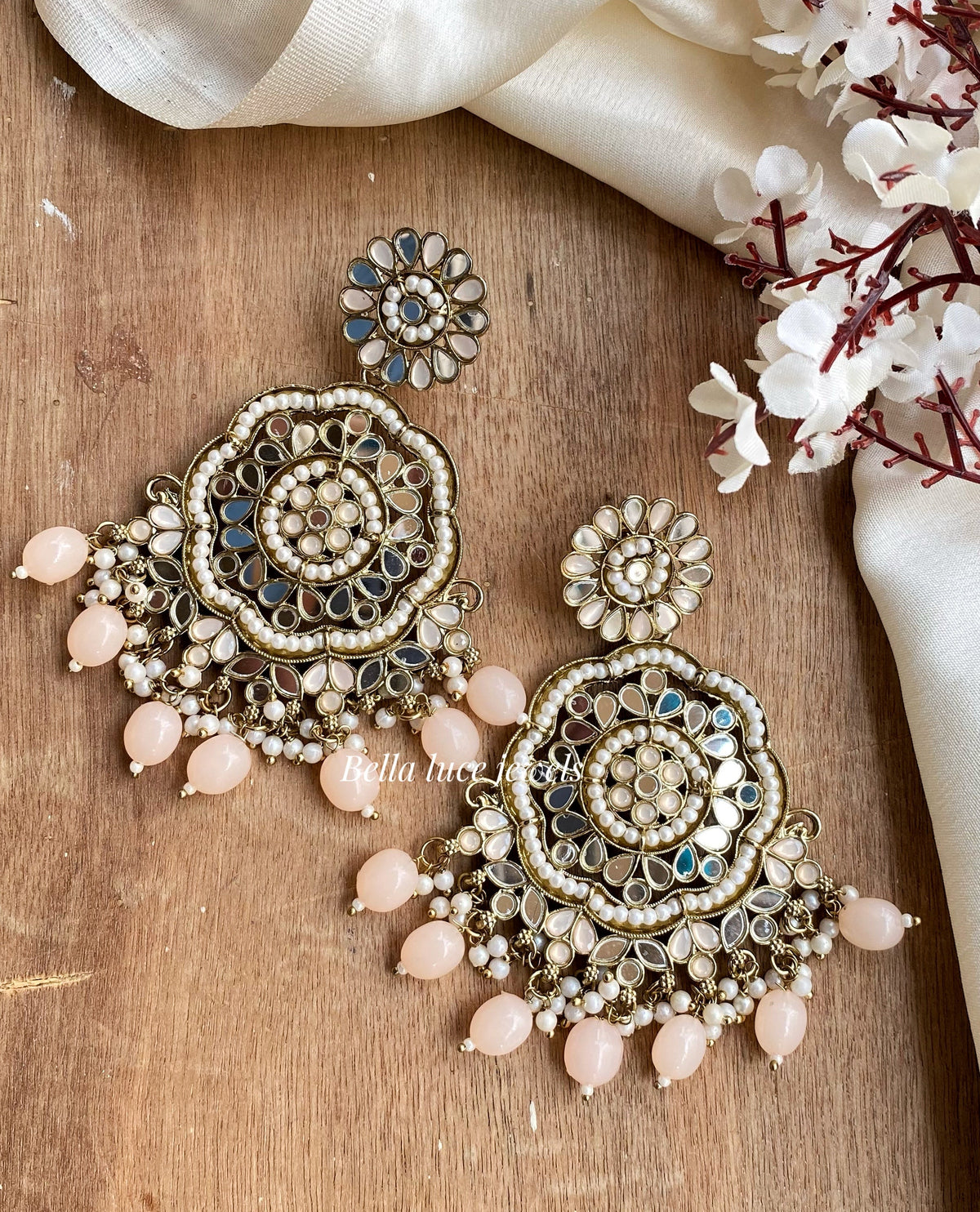 Peach Zoya Mirror Earrings
