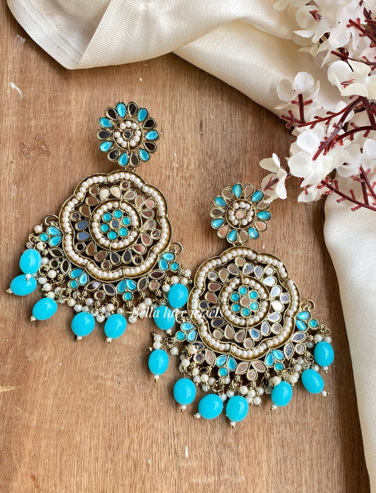 Aqua Blue Mirror Earrings