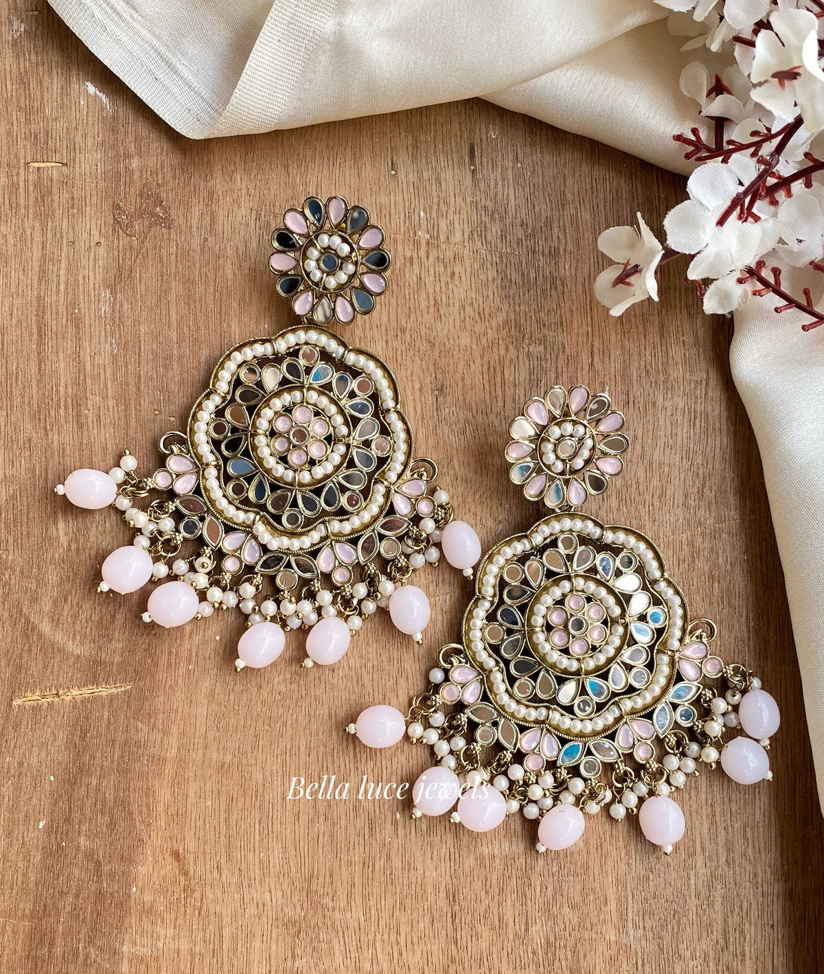 Baby Pink Zoya Mirror Earrings