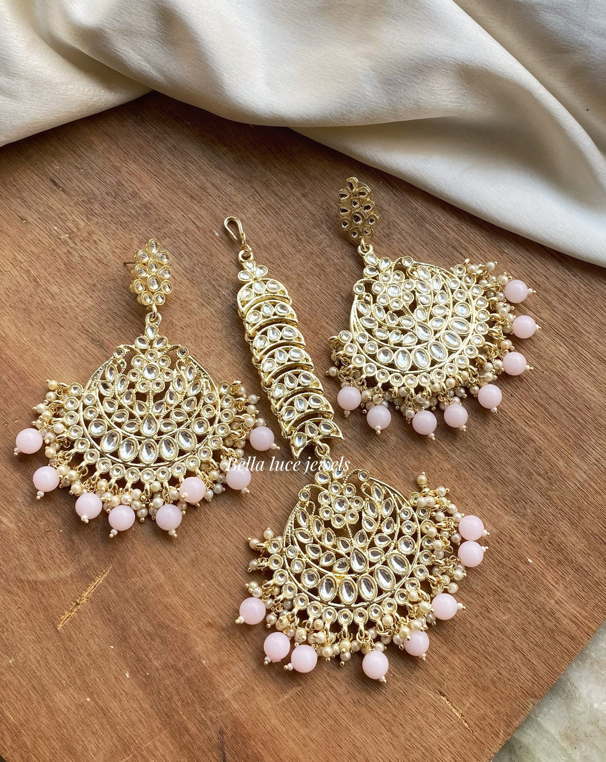 Priya Kundan Chandbali Earrings and Maangtika Set