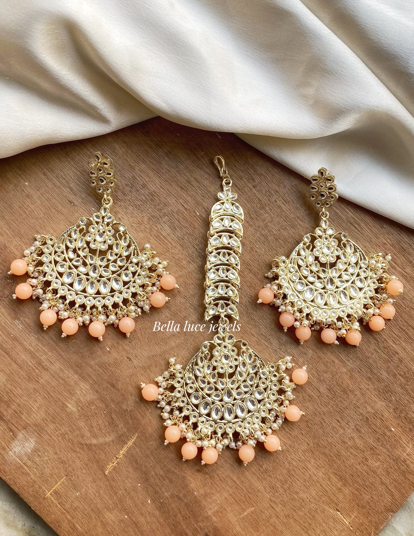 Priya Kundan Chandbali Earrings and Maangtika Set