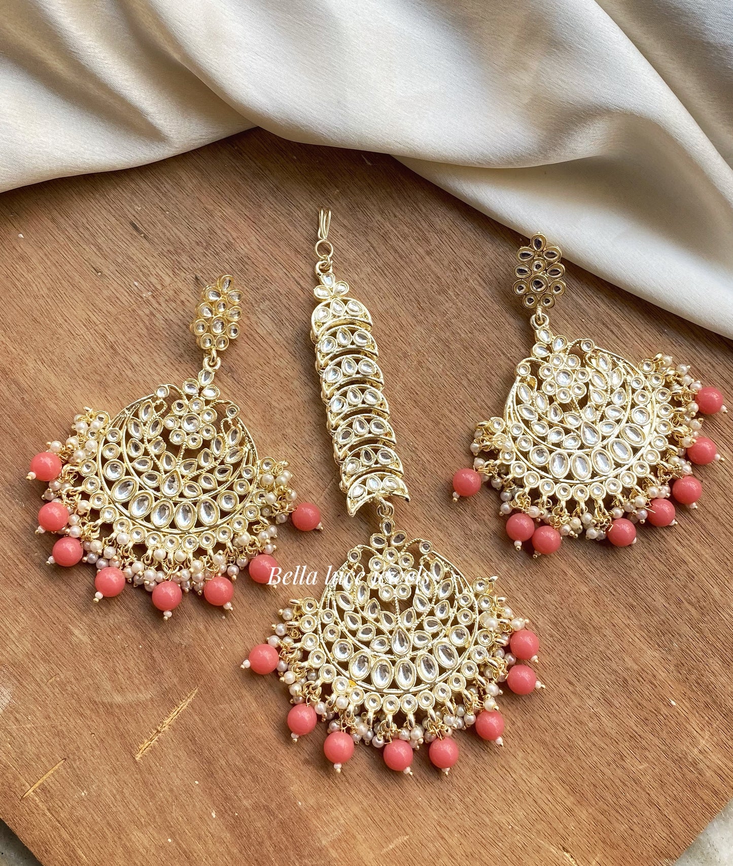 Priya Kundan Chandbali Earrings and Maangtika Set