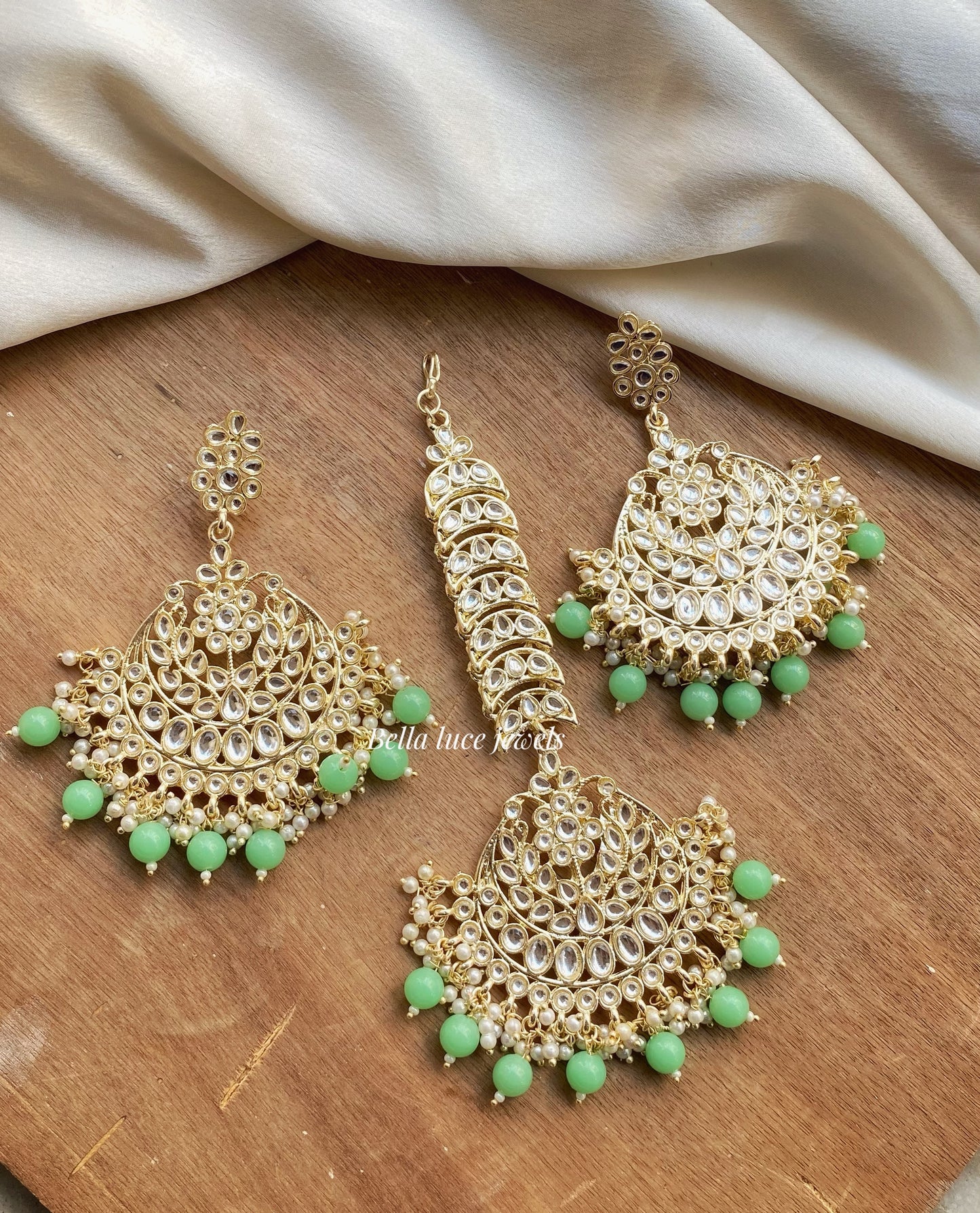 Priya Kundan Chandbali Earrings and Maangtika Set