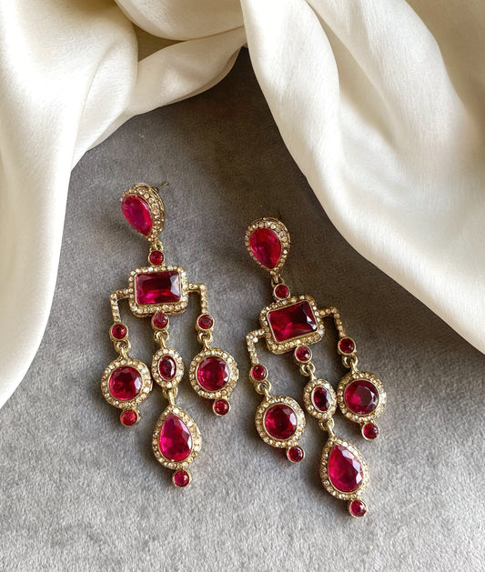 Dark Pink Jasmine Dangler Earrings