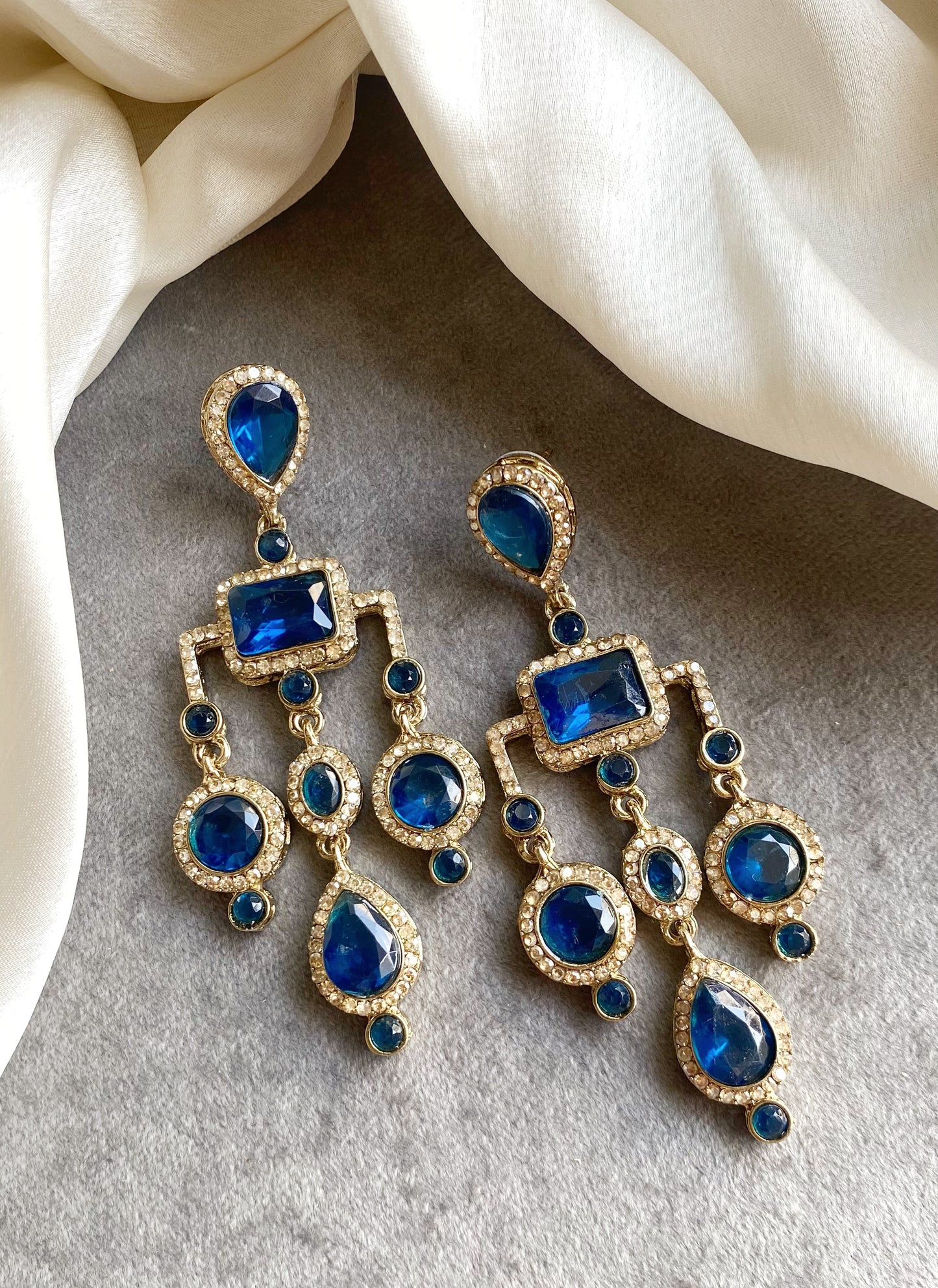 Blue Jasmine Dangler Earrings