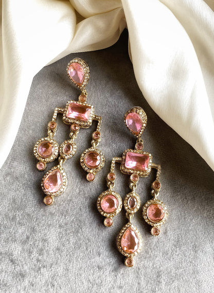 Baby Pink Jasmine Dangler Earrings