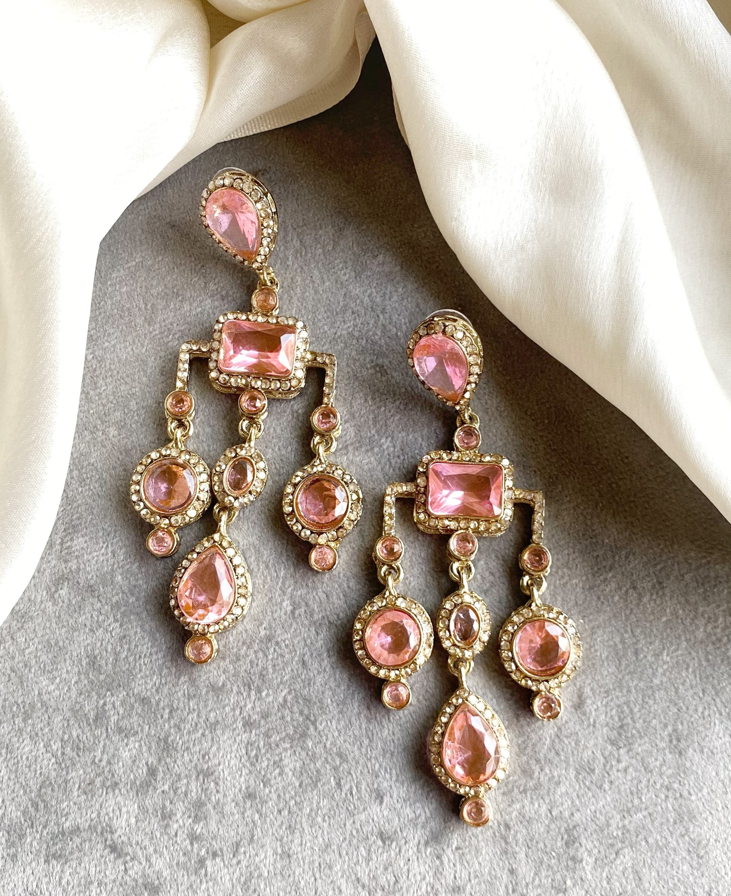 Baby Pink Jasmine Dangler Earrings