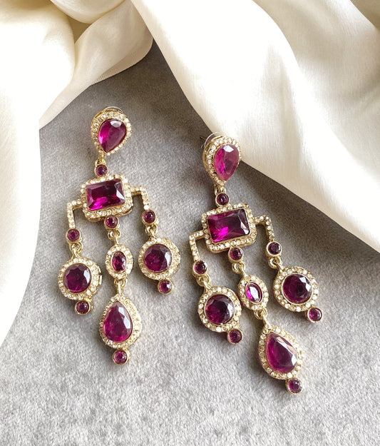 Magenta Pink Jasmine Dangler Earrings