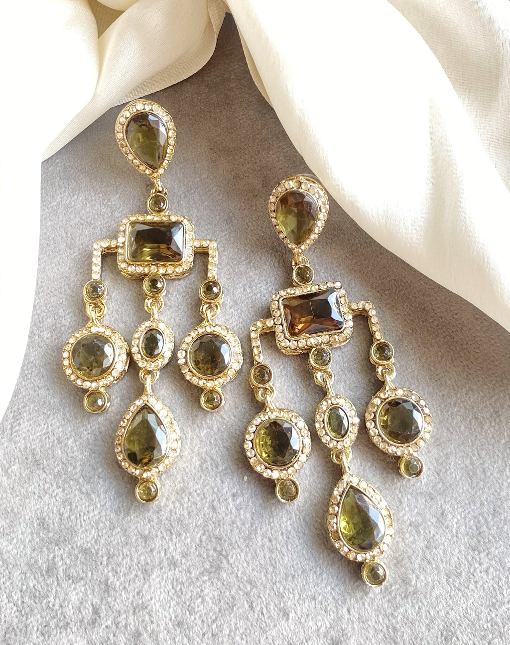 Olive Green Jasmine Dangler Earrings