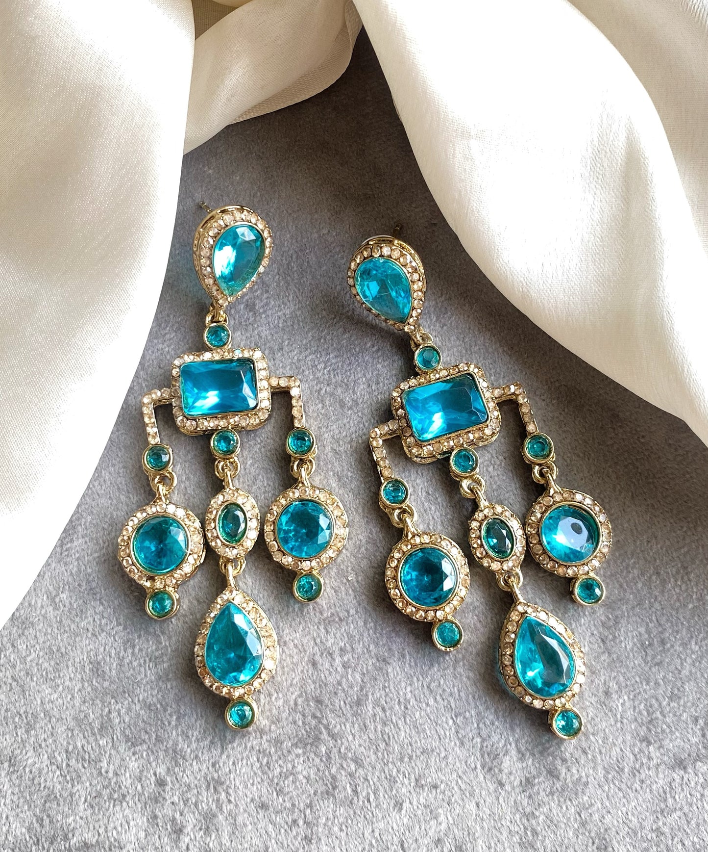 Rama Blue Jasmine Dangler Earrings